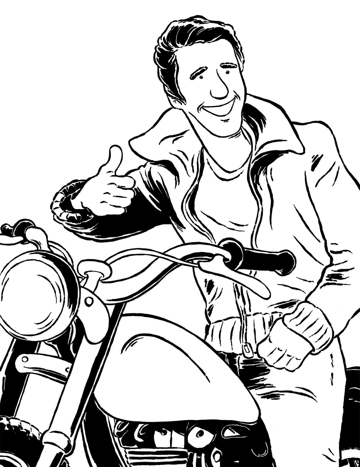 Book cover for middle grade kidlit of The Fonz—Illustrated
              by Tom Shannon.